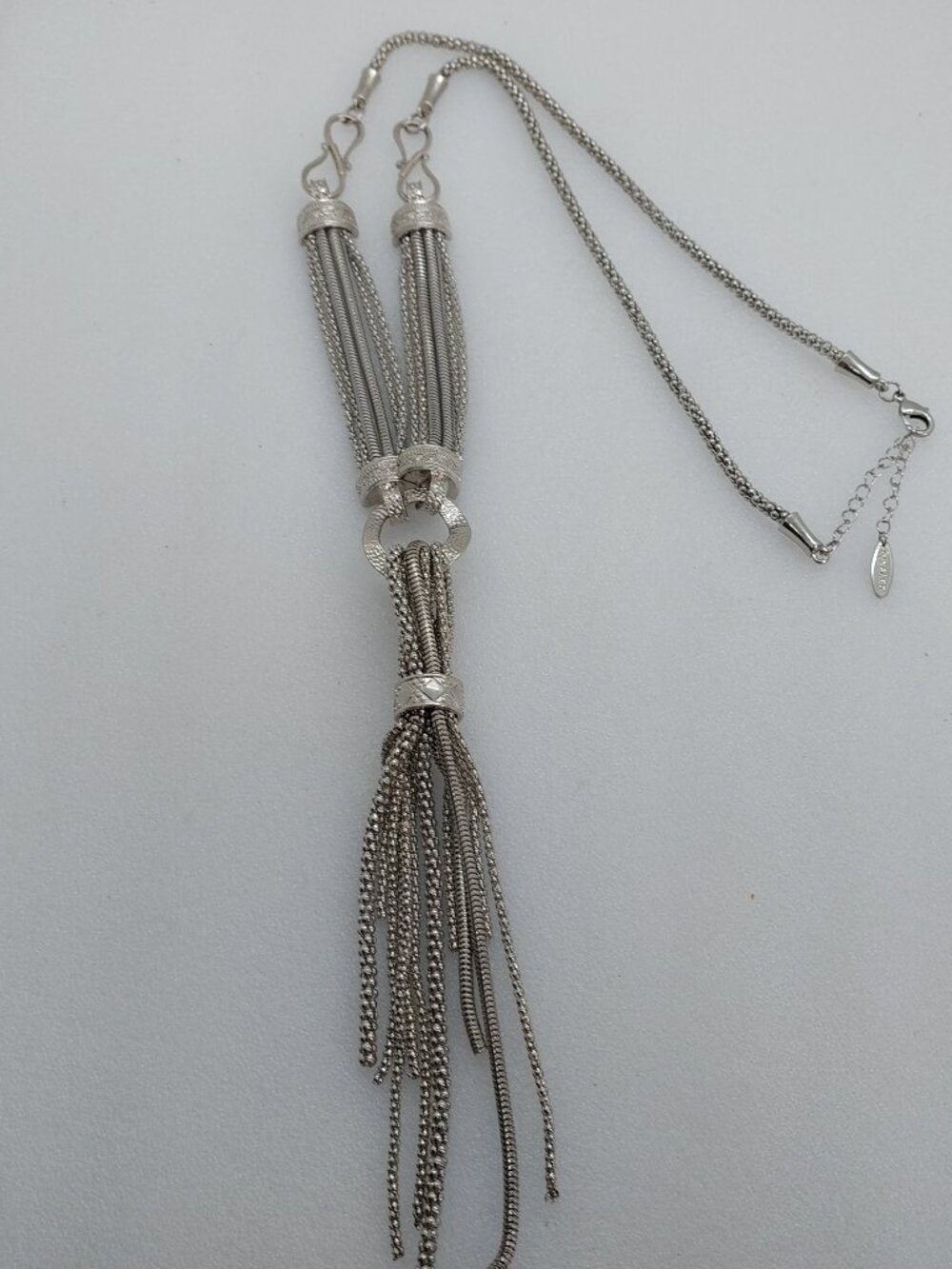 Nygard Silver Tone Multi Stand Chain Tassel Necklace